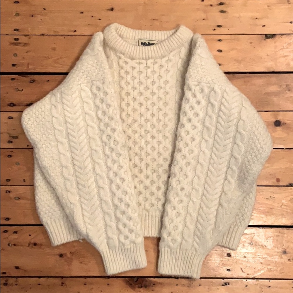 L.L. Bean Vintage Wool Cable Knit Sweater